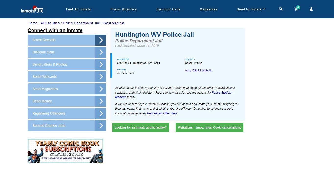 Huntington WV Police Jail & Inmate Search - Huntington, WV